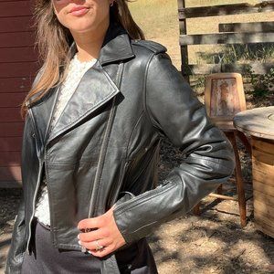 Calvin Klein XS Leather Jacket Black - biker